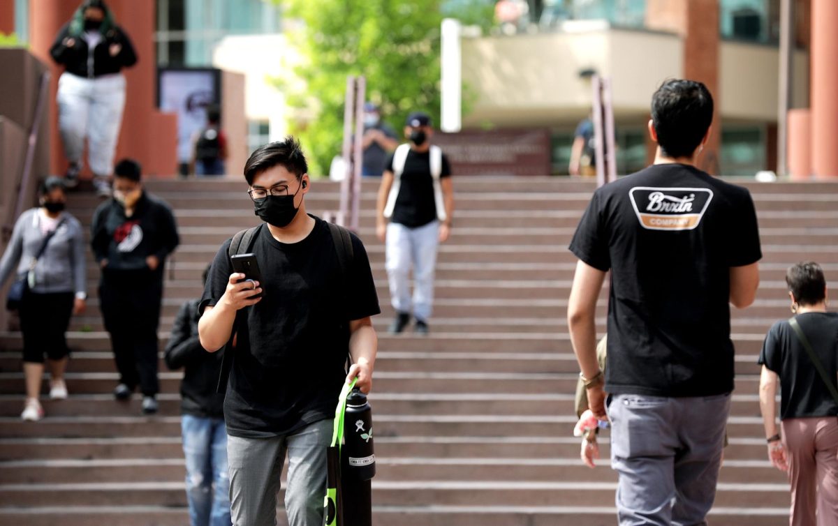 Students navigate campus following COVID-19. 