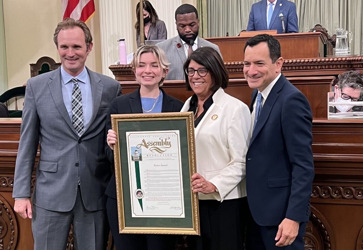 Rainer Apostol (second from left) previously worked as a legislative aide for State Sen. Caroline Menjivar before becoming a graduate student at UC Berkeley. Photo courtesy of LinkedIn.